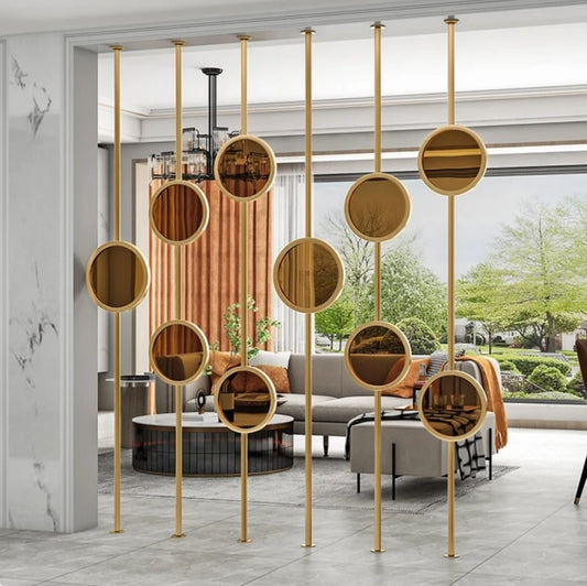 Luxury Gold Frame Circular Mirror Partition – Art Deco Style