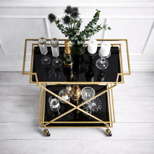 Chic Gold Bar Trolley Flat Lay
