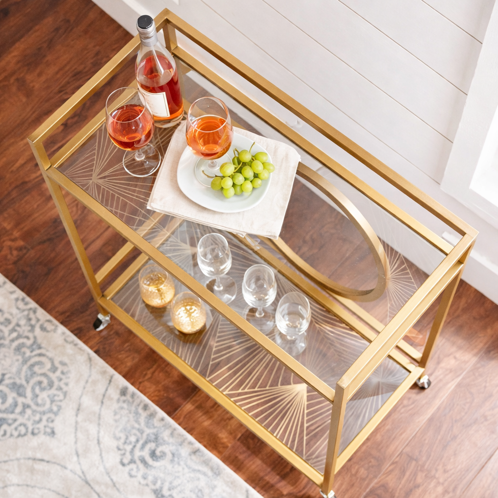 Gold Serving Cart Overhead View