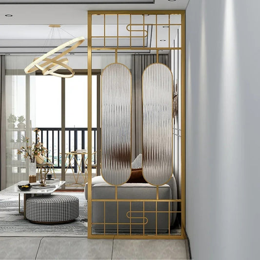 Luxury Art Deco Golden Frame Glass Partition