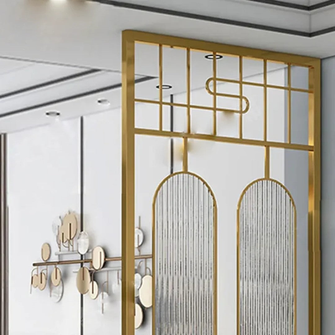 Luxury Art Deco Golden Frame Glass Partition