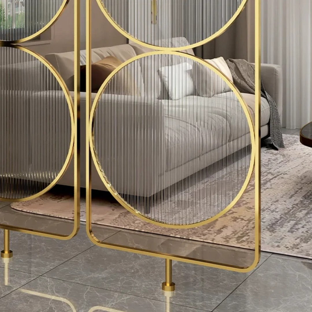 Luxury Golden Geometric Circle Glass Room Divider