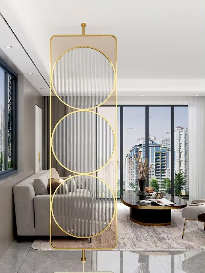 Luxury Golden Geometric Circle Glass Room Divider