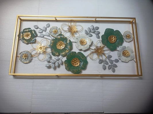 Elegant 3D Metal Floral Wall Art – Handcrafted Home Décor Panel