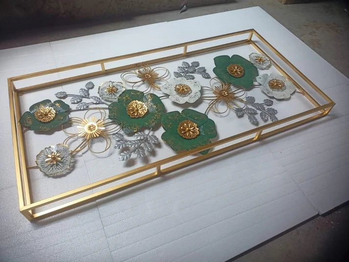 Elegant 3D Metal Floral Wall Art – Handcrafted Home Décor Panel
