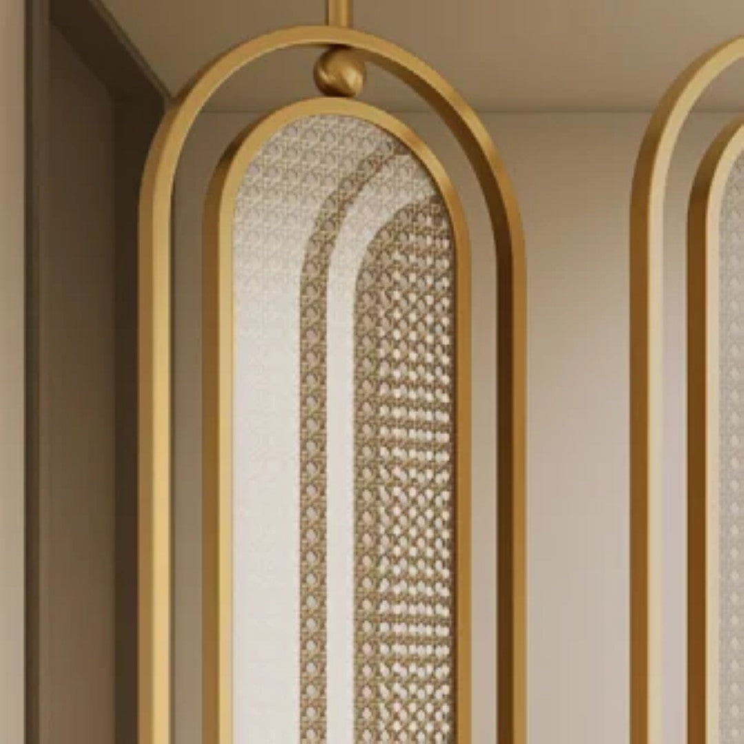 Modern Black Frame Rattan Weave Partition