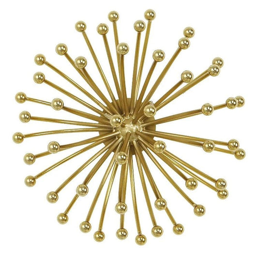 3D Abstract Burst Metal Wall Art – Golden Wall Sculpture (Set of 3)