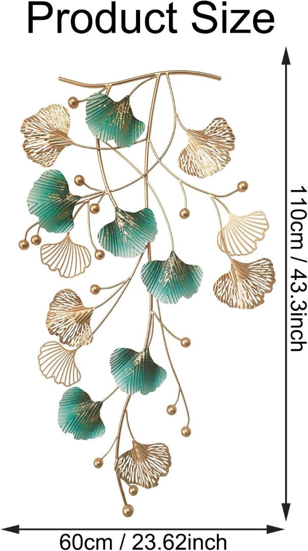 Ginkgo Leaf Metal Wall Art – Green & Gold Hanging Décor