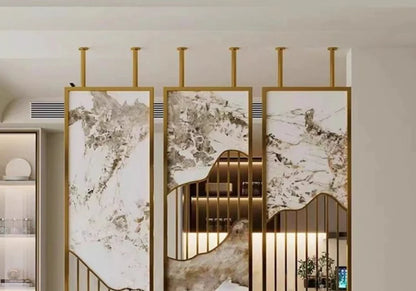 Luxury Marble Metal Partition Design for Living Room