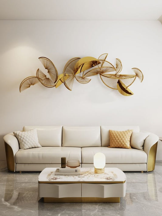 Elegant Gold-Finished Abstract Wall Art Sculpture