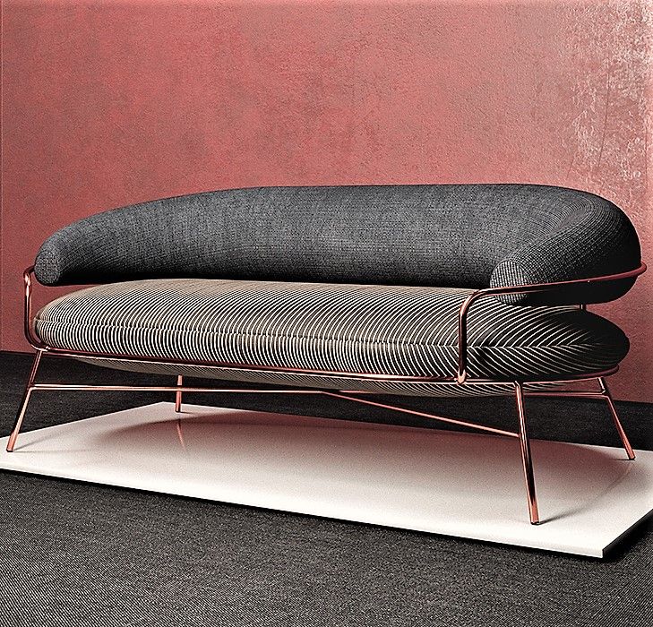 Modern Two-Tone Designer Sofa with Sleek Metal Frame