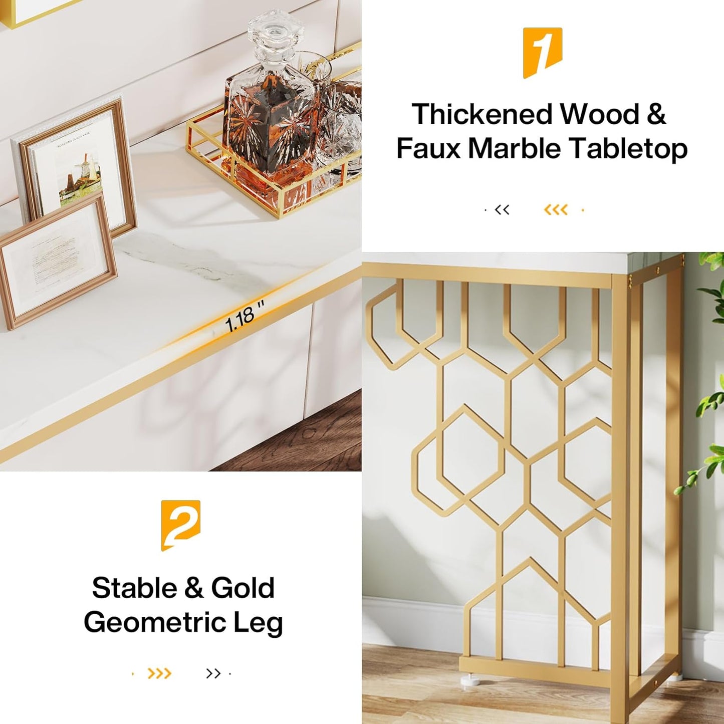 Luxury Gold Console Table