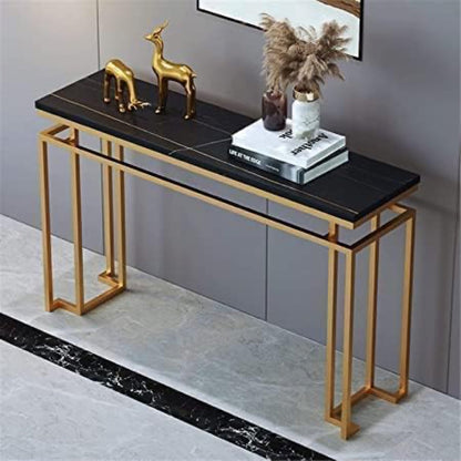 Modern Black & Gold Console Table with Elegant Decor