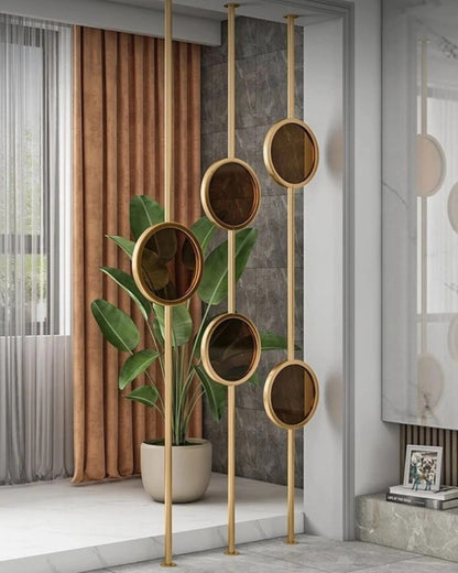 Luxury Gold Frame Circular Mirror Partition – Art Deco Style