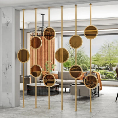 Luxury Gold Frame Circular Mirror Partition – Art Deco Style