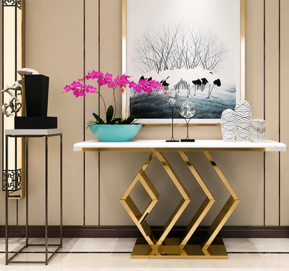 Luxury Console Table with Marble Top