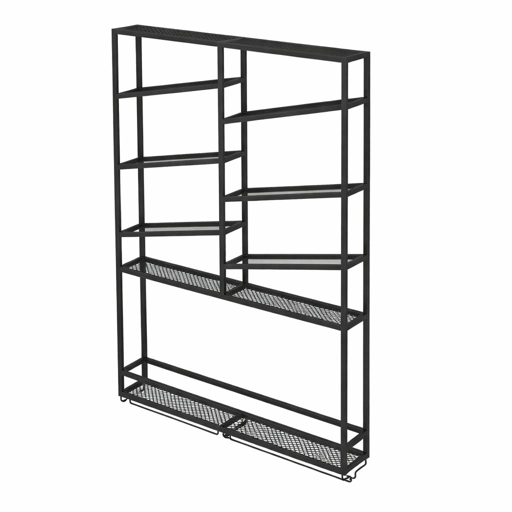 Modern Industrial Wall-Mounted Wine Rack & Bar Shelf (Black Metal)