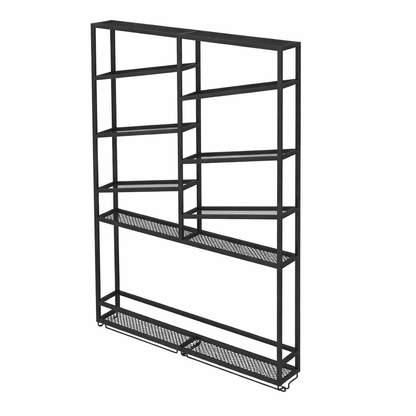 Modern Industrial Wall-Mounted Wine Rack & Bar Shelf (Black Metal)