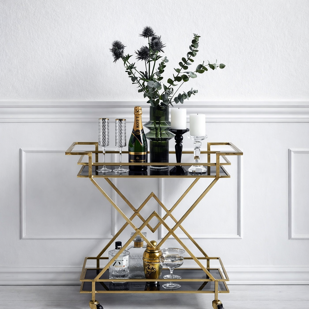Chic Gold Bar Trolley Flat Lay