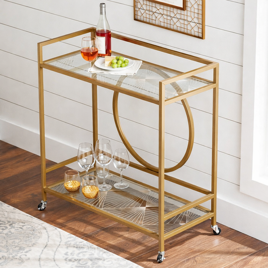 Gold Serving Cart Overhead View