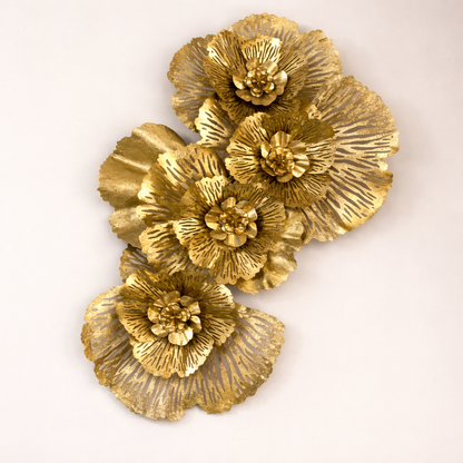 Elegant Gold Flower Wall Art Sculpture
