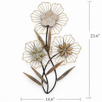 Metal Floral Wire Frame Wall Art – Elegant Flower Design