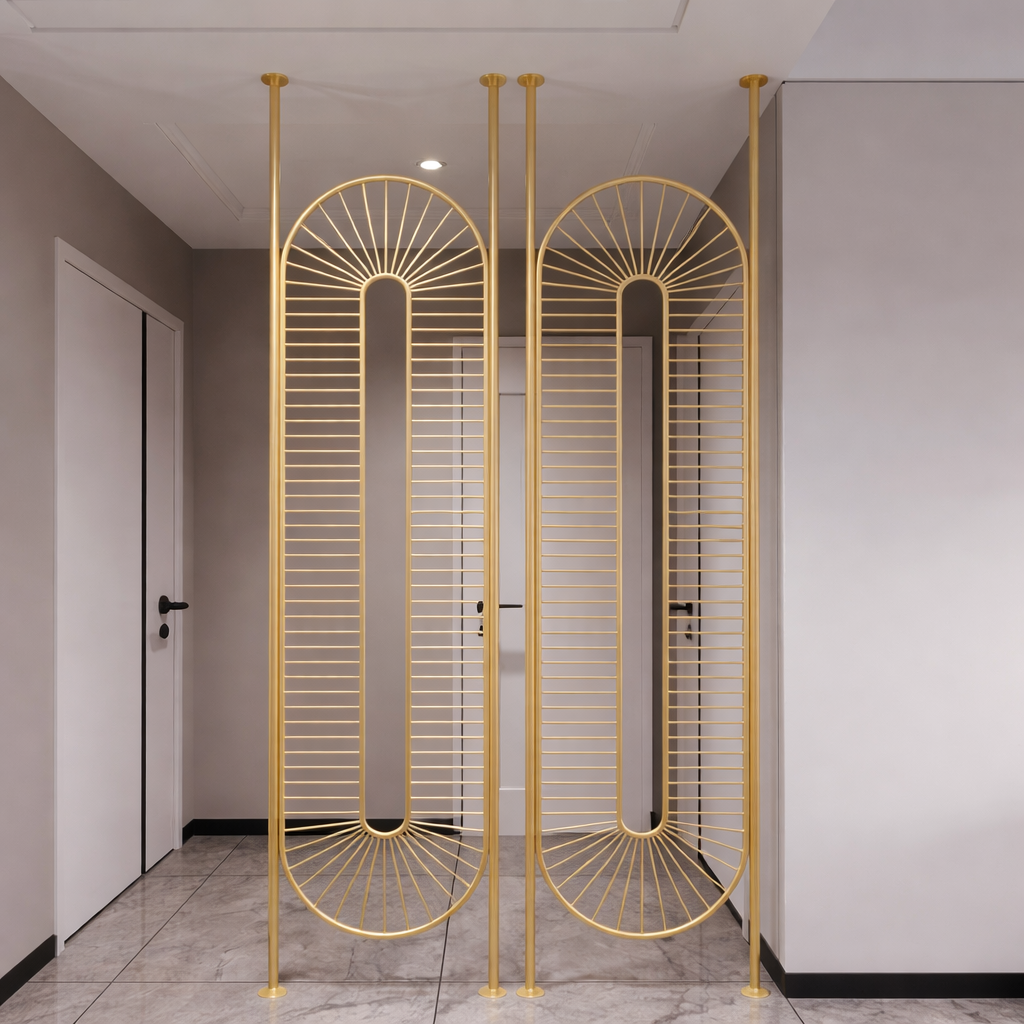 Modern Gold Geometric Partition – Radiating Oval Design