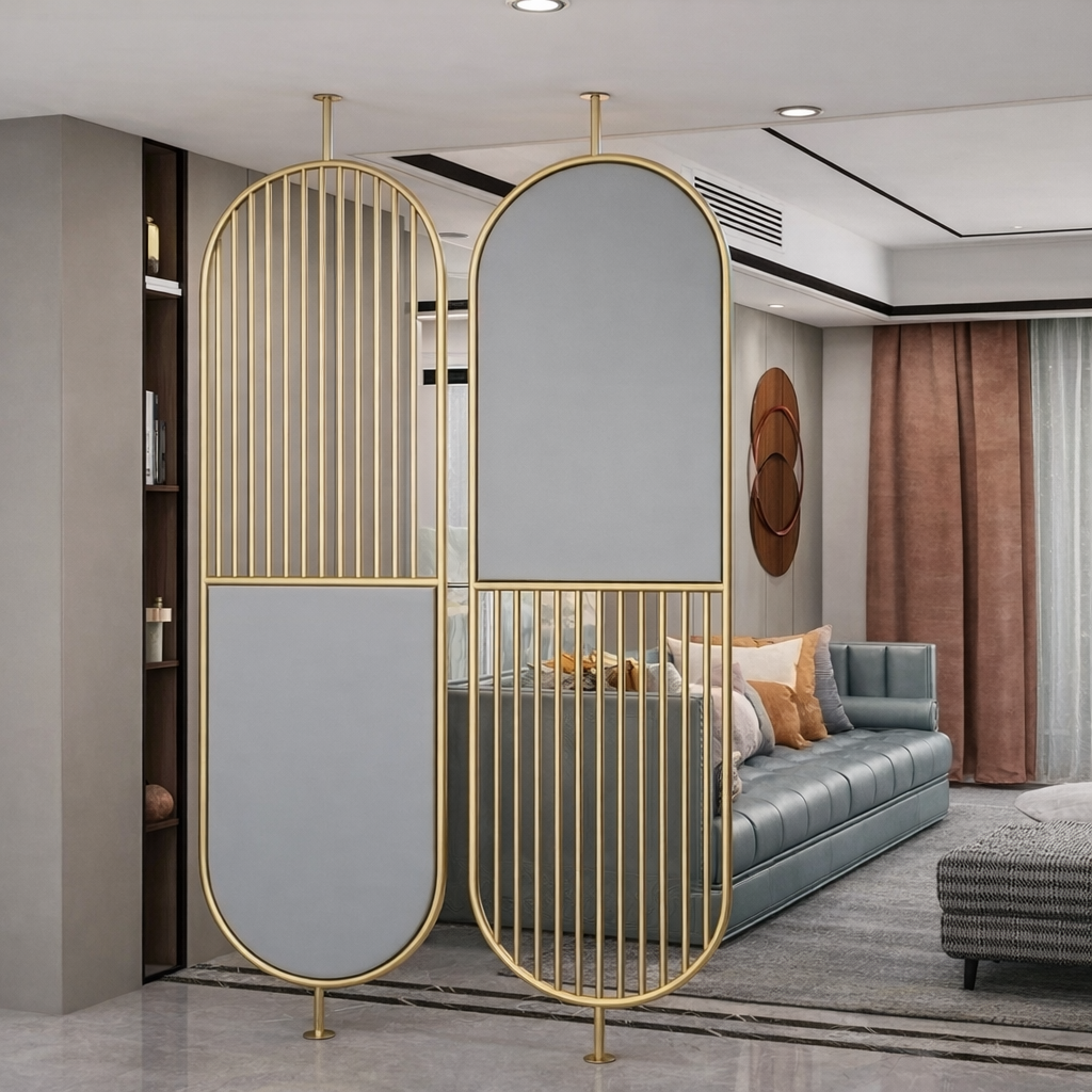 Contemporary Gold & Grey Partition Screen
