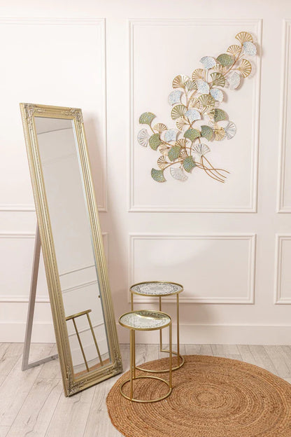 Climbing Leaf Metal Wall Art – Green, Blue & Gold Tones