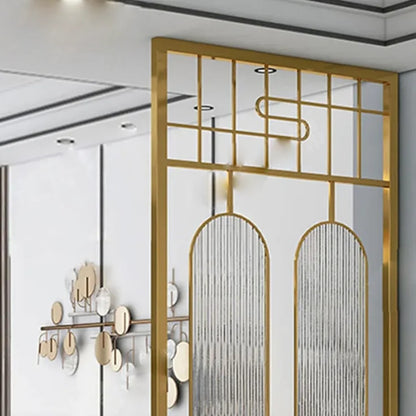 Luxury Art Deco Golden Frame Glass Partition