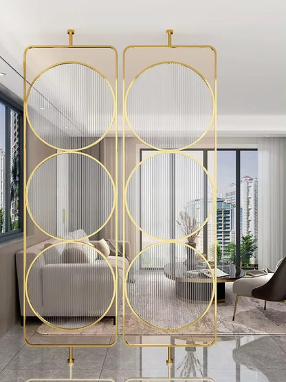 Luxury Golden Geometric Circle Glass Room Divider