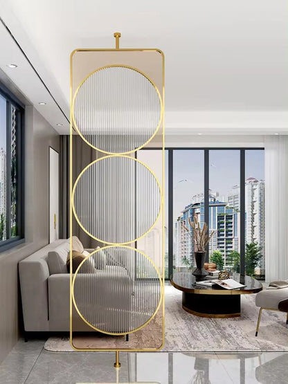 Luxury Golden Geometric Circle Glass Room Divider