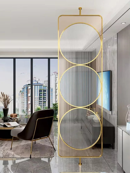 Luxury Golden Geometric Circle Glass Room Divider