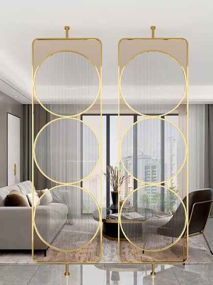Luxury Golden Geometric Circle Glass Room Divider