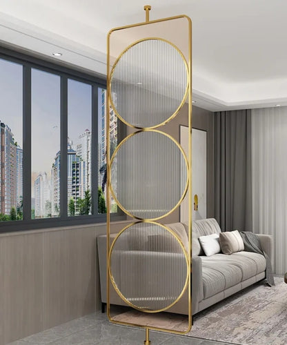 Luxury Golden Geometric Circle Glass Room Divider