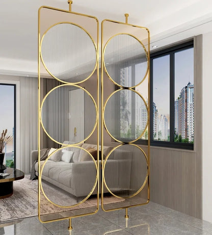 Luxury Golden Geometric Circle Glass Room Divider