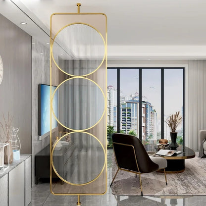 Luxury Golden Geometric Circle Glass Room Divider