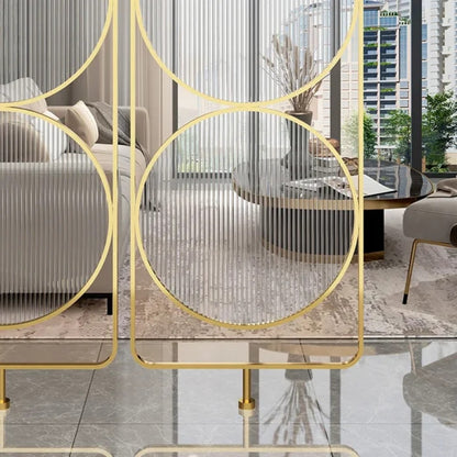 Luxury Golden Geometric Circle Glass Room Divider