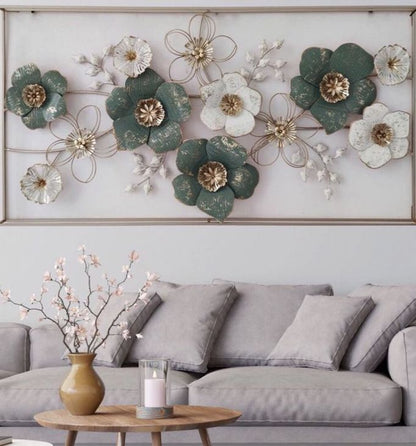 Elegant 3D Metal Floral Wall Art – Handcrafted Home Décor Panel