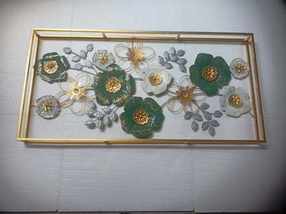 Elegant 3D Metal Floral Wall Art – Handcrafted Home Décor Panel