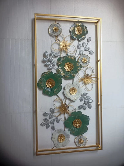 Elegant 3D Metal Floral Wall Art – Handcrafted Home Décor Panel