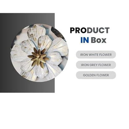 Luxury 3D Floral Metal Wall Art – Gold & Black-Blue Statement Decor