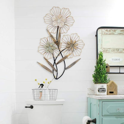 Metal Floral Wire Frame Wall Art – Elegant Flower Design