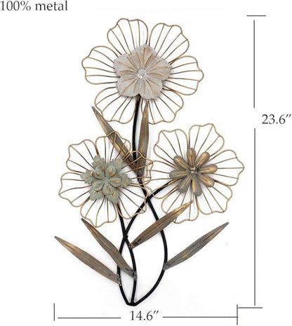 Metal Floral Wire Frame Wall Art – Elegant Flower Design