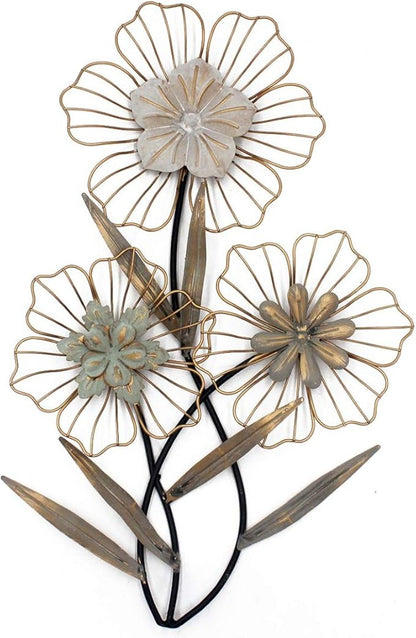 Metal Floral Wire Frame Wall Art – Elegant Flower Design