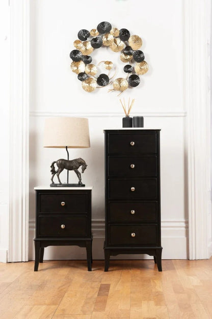 Modern Abstract Metal Wall Art – Black & Gold Circular Design