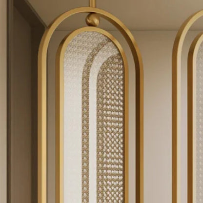 Modern Black Frame Rattan Weave Partition