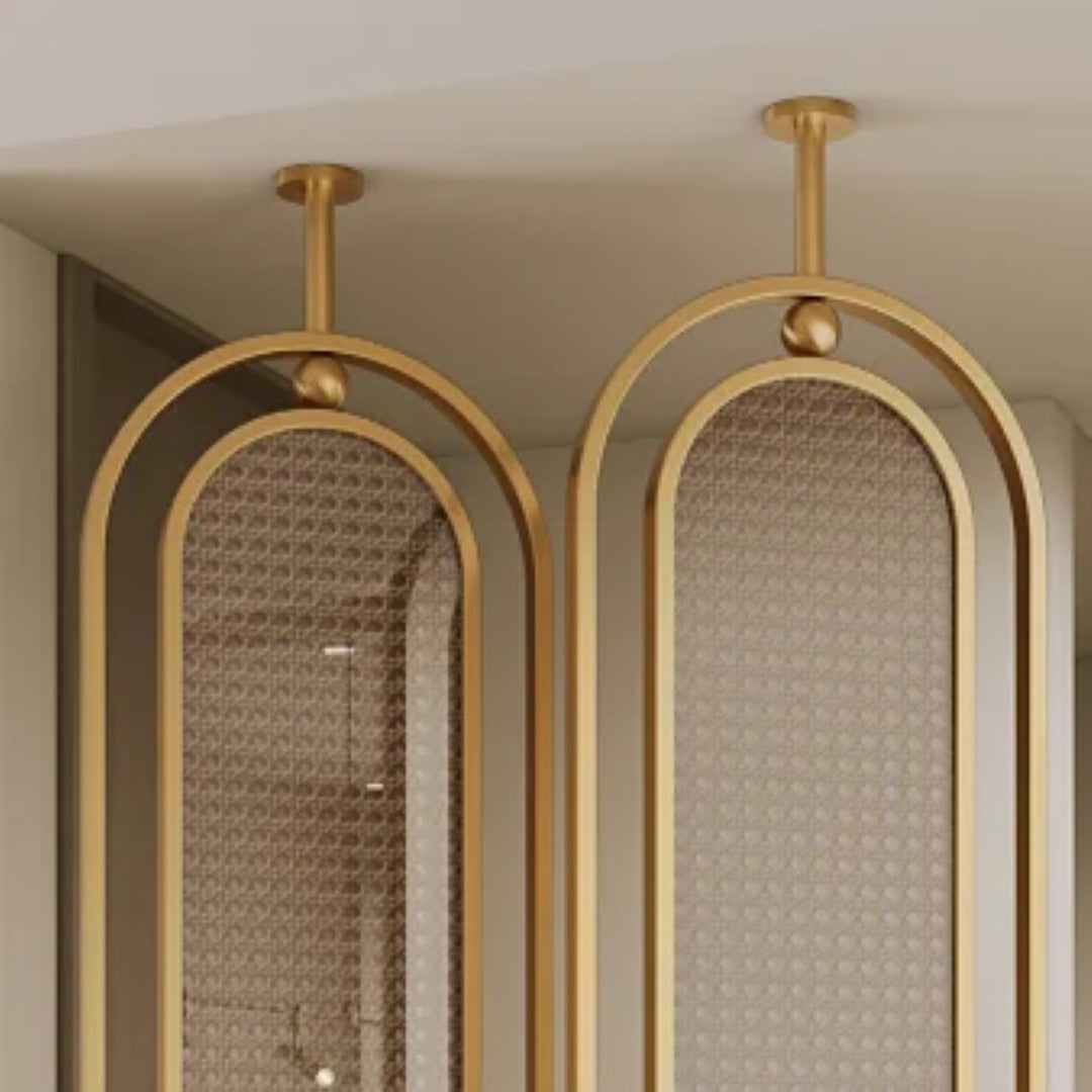 Modern Black Frame Rattan Weave Partition