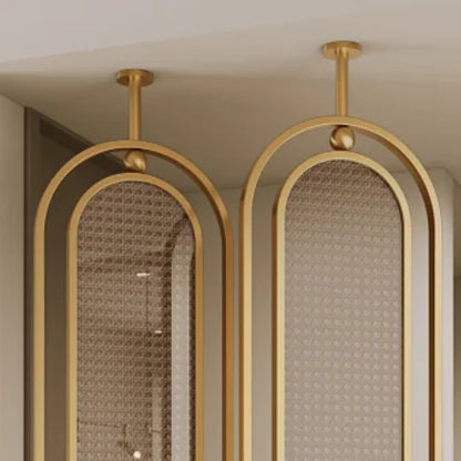 Modern Black Frame Rattan Weave Partition