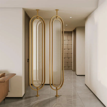 Modern Black Frame Rattan Weave Partition